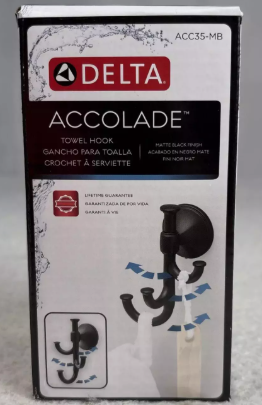 Accolade Expandable Multi-Purpose Towel Hook Bath Hardware Accessory in Matte Black