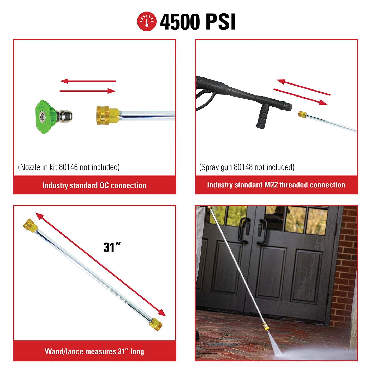 Simpson Cleaning 80479 Universal 31" Pressure Washer Wand for Cold Water Use
