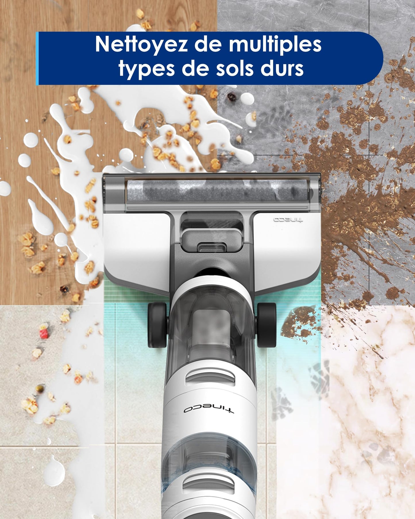 Tineco iFloor Breeze Wet Dry Vacuum Cleaner, Cordless Floor Cleaner and Mop Lightweight One-Step Cleaning for Hard Floors