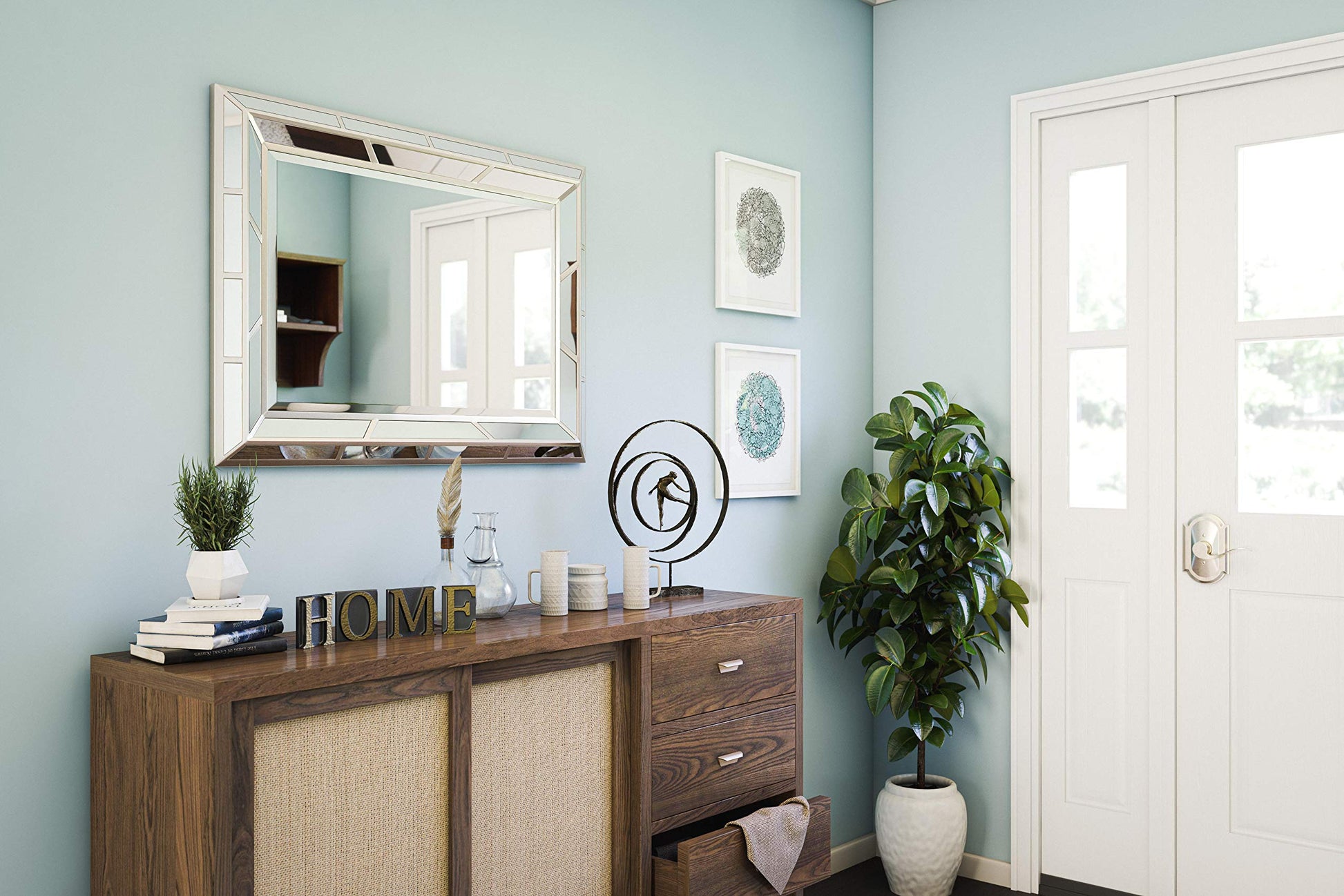 Medium Rectangle Bright Champagne Beveled Glass Contemporary Mirror (38 in. H x 28 in. W)