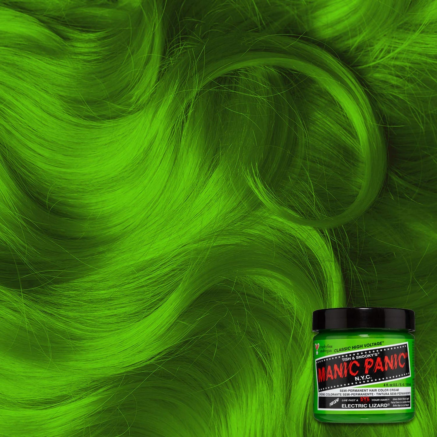 MANIC PANIC Classic Electric Lizard Semi Permanent Hair Color - Bright Neon Green Hair Dye for Women & Men That Lasts 4-6 Weeks - Vegan, Ammonia & Cruelty-Free - Create & Mix Custom Shades (4oz)