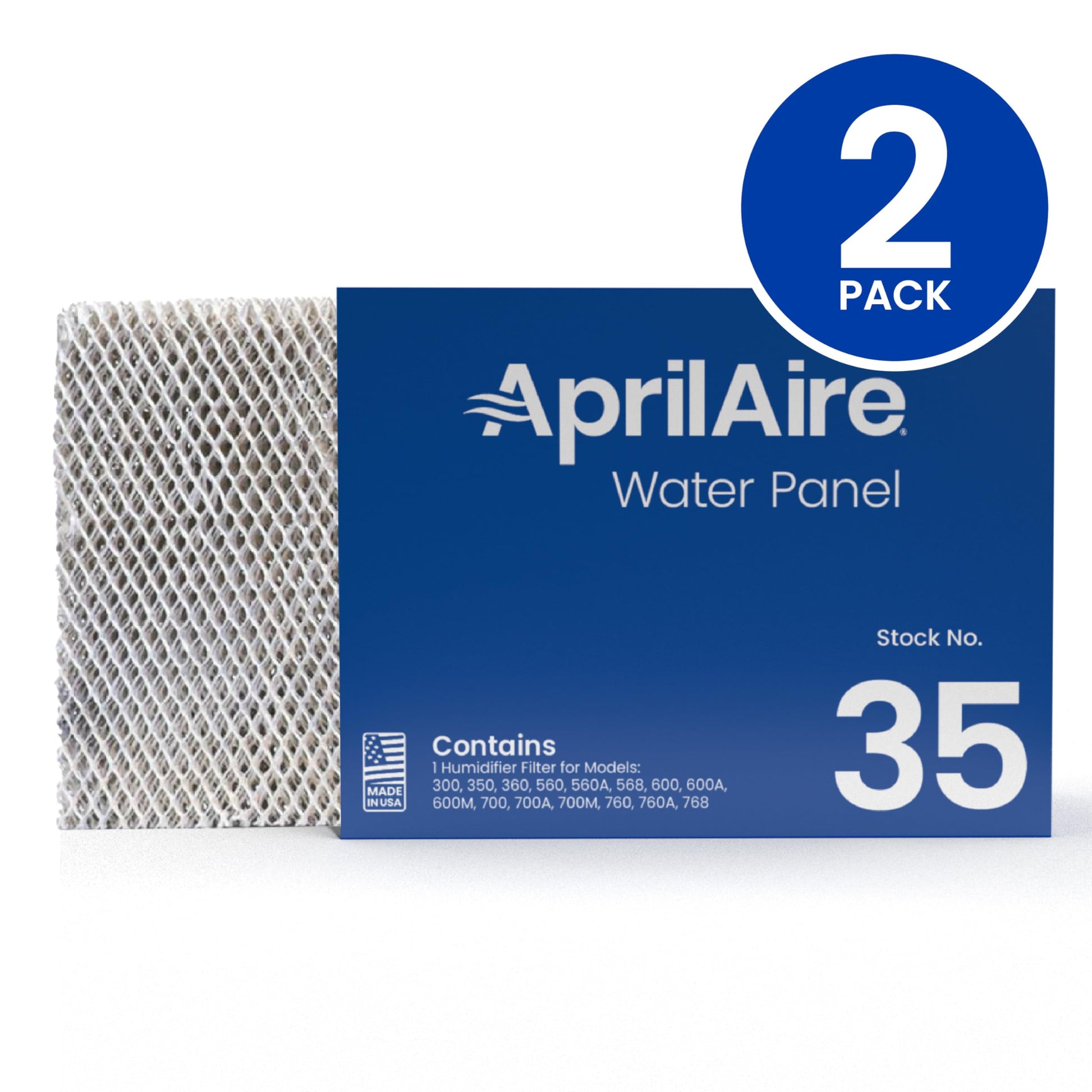 AprilAire 35 Water Panel Humidifier Filter Replacement for AprilAire Whole-House Humidifier Models 300, 350, 360, 560, 560A, 568, 600, 600A, 600M, 700, 700A, 700M, 760, 760A, 768 (Pack of 2)