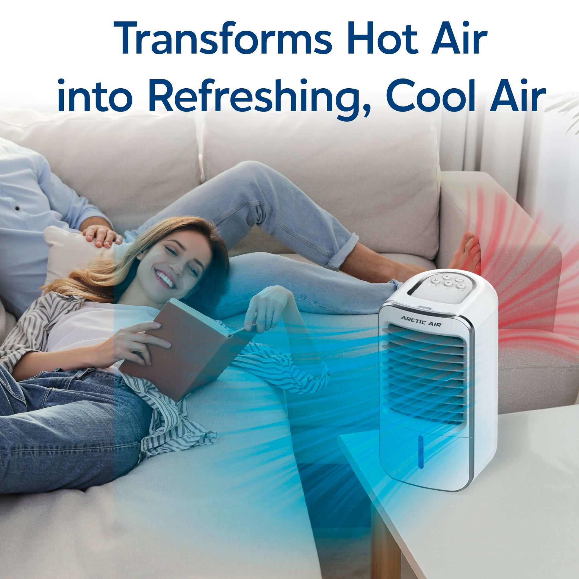 Arctic Air Turbo Chill XL Evaporative Air Cooler, Lightweight & Whisper Quiet, 3-Speed Cooling Fan with Mist Control, Oscillating & Adjustable Grill, Quick View Water Level