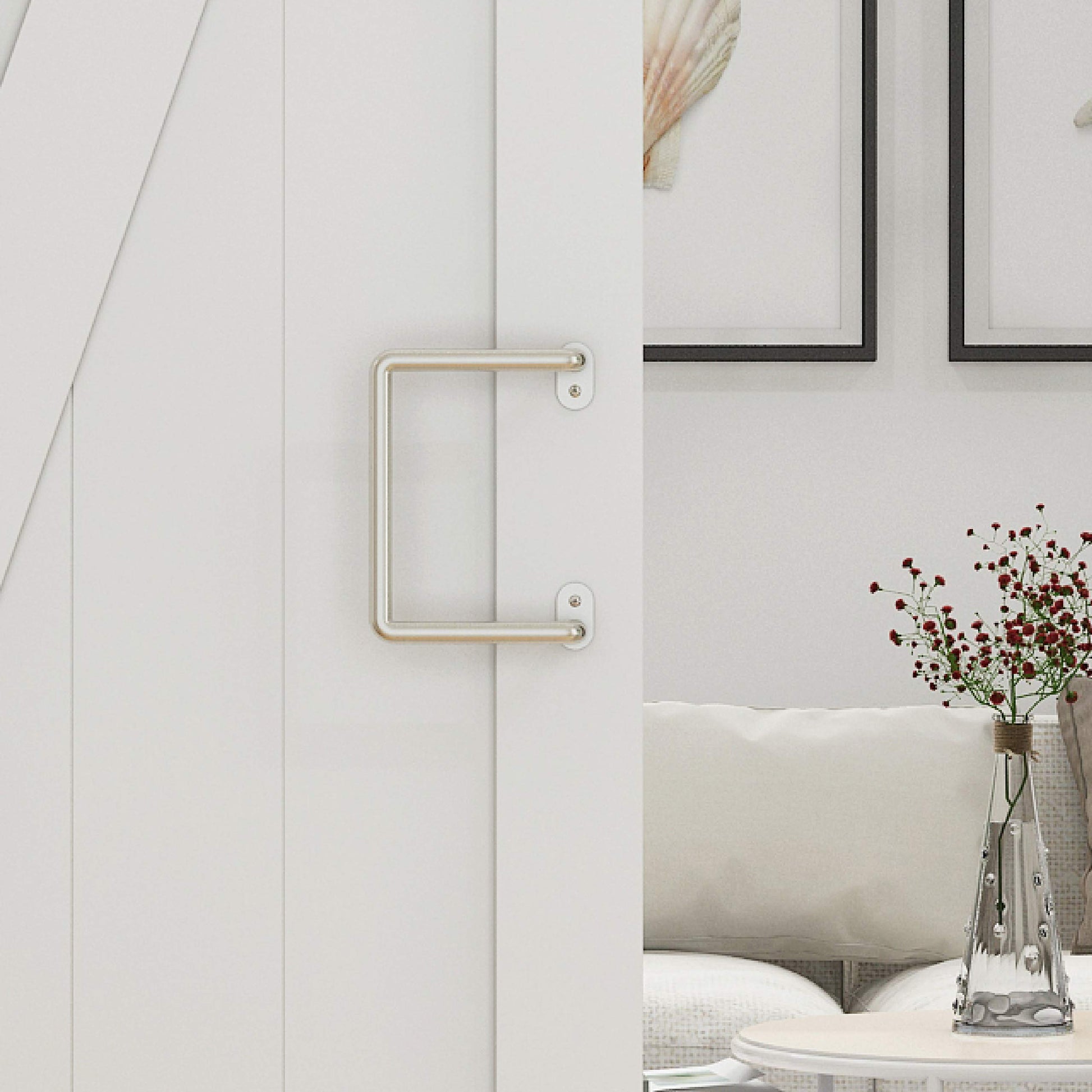 National Hardware 8" Interior Sliding Barn Door Hardware Troy Pull, Satin Nickel