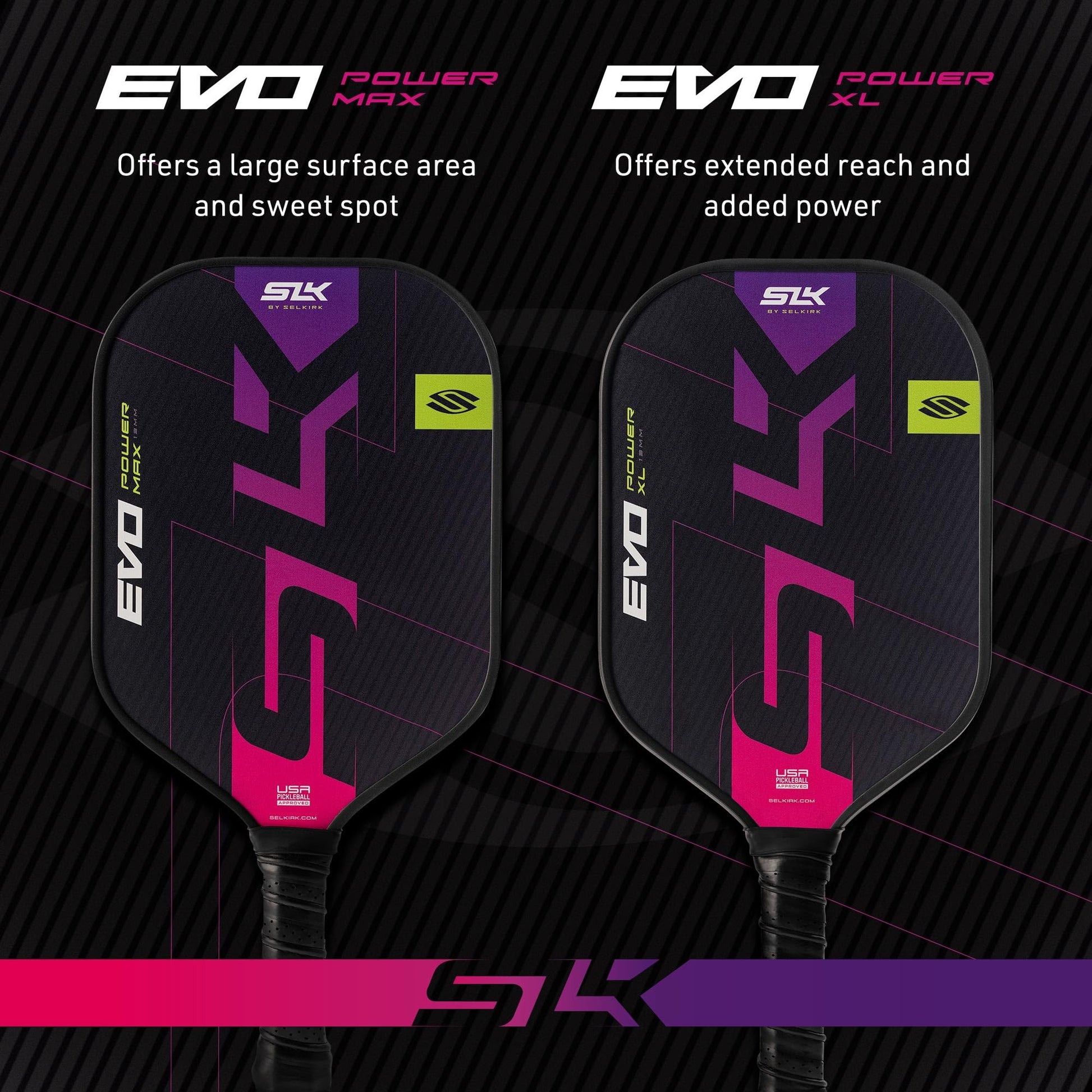 Selkirk Sport SLK Evo Power XL Pickleball Paddle by Selkirk Sport | G9 Power Carbon Fiber Pickleball Paddle with SpinFlex Surface and Rev-Hybrid Polymer Core | Power Magenta XL
