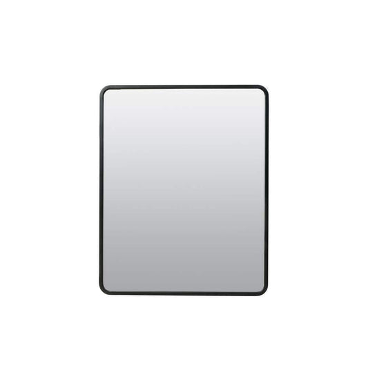 24 in. W X 30 in. H Rounded Corner Rectangular Matte Black Medicine Cabinet with Mirror