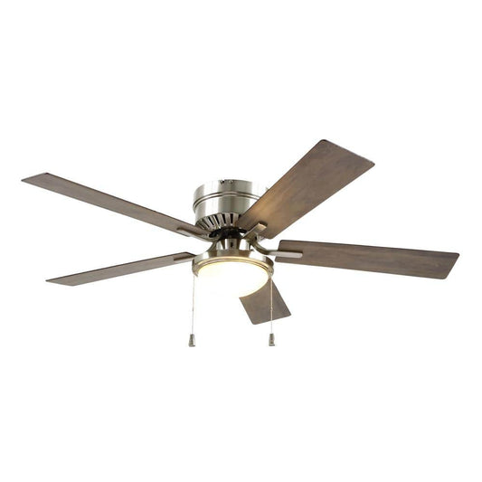 Belanova 52 in. Indoor LED Brushed Nickel Hugger Ceiling Fan with Light Kit, Reversible Blades, and Reversible Motor