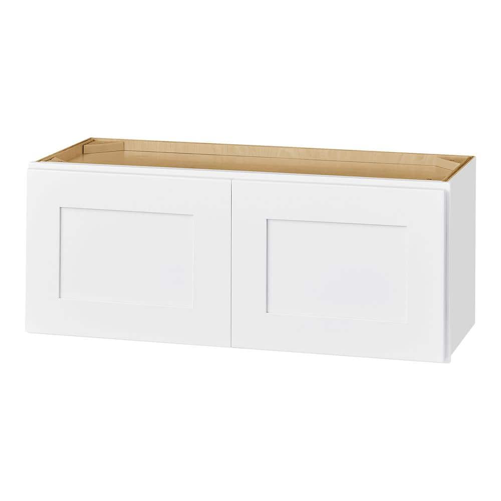33" W X 24" D X 12" H Plywood Shaker Wall Bridge Kitchen Cabinet in Alpine White