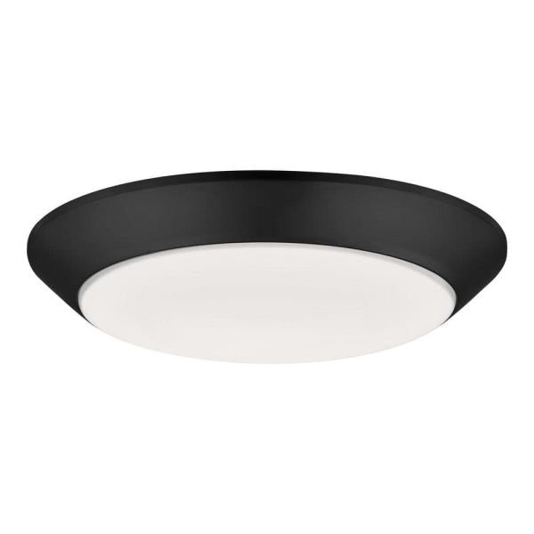 11.5 in. Twist Lift Round LED Flush Mount with Night Light and Extra Black Trim 1800 Lumens Adjustable CCT