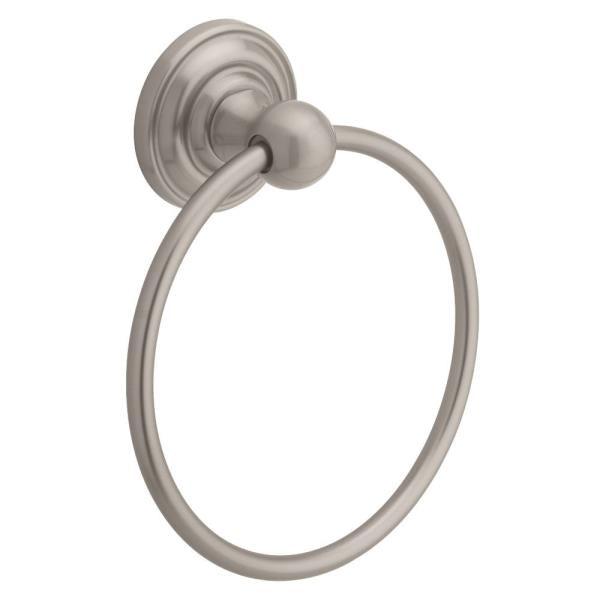 NO HARDWARE Delta Faucet 138274 Greenwich Towel Ring, Satin Nickel