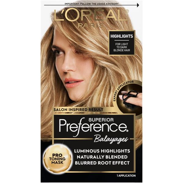 L'Oreal Paris Superior Preference Balayage Kit, Hair Dye for At-Home Highlighting with Pro Toning Mask, Light to Dark Blonde, 1 Kit
