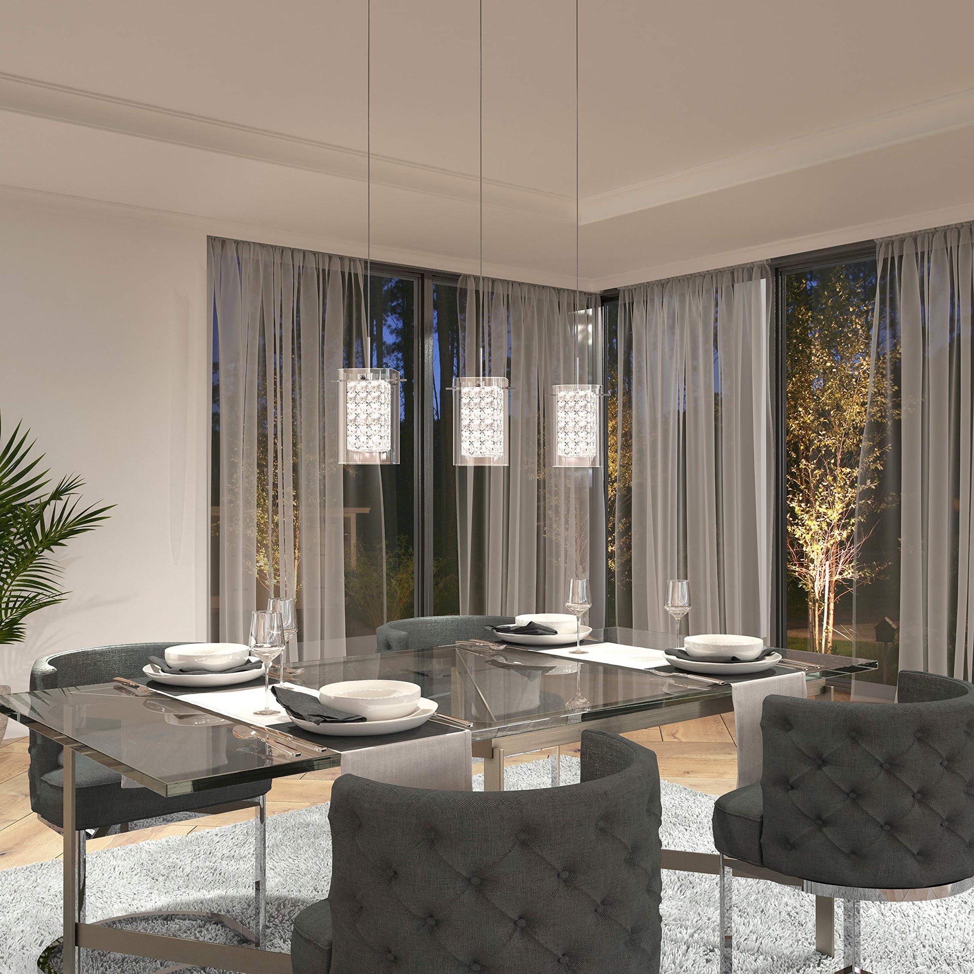 Artika Bubble Cube Pendant Light, 3, Chrome