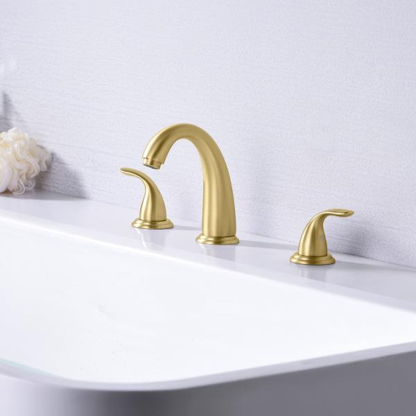 3-Hole Roman Tub Faucet Brushed Gold with Brass Rough in Valve, High Flow