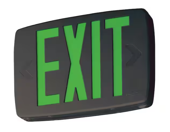 Lithonia Lighting Quantum 1-Light Green Stencil 1-Watt Matte Black Integrated LED Exit Sign