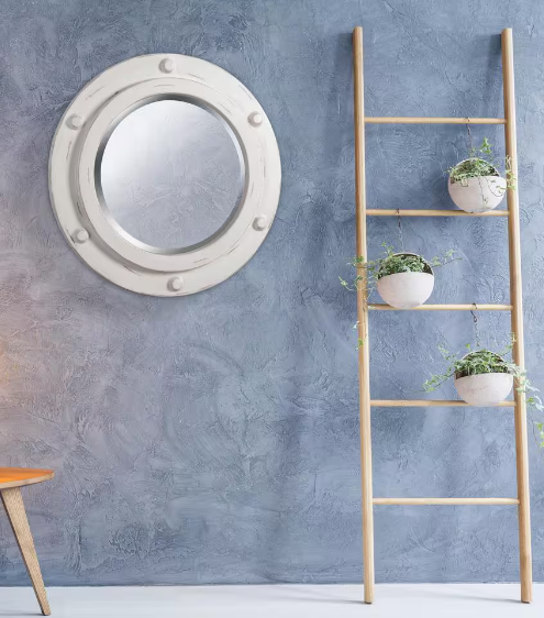 Portside Round White Decorative Wall Mirror