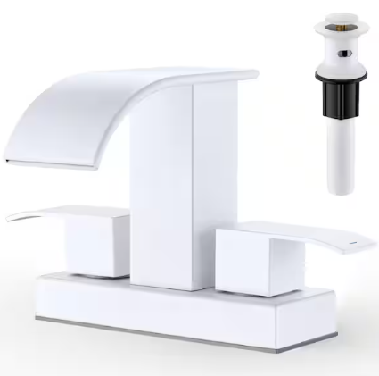 4 in. Centerset Waterfall Spout Bathroom Vessel Sink Faucetin Porcelain White