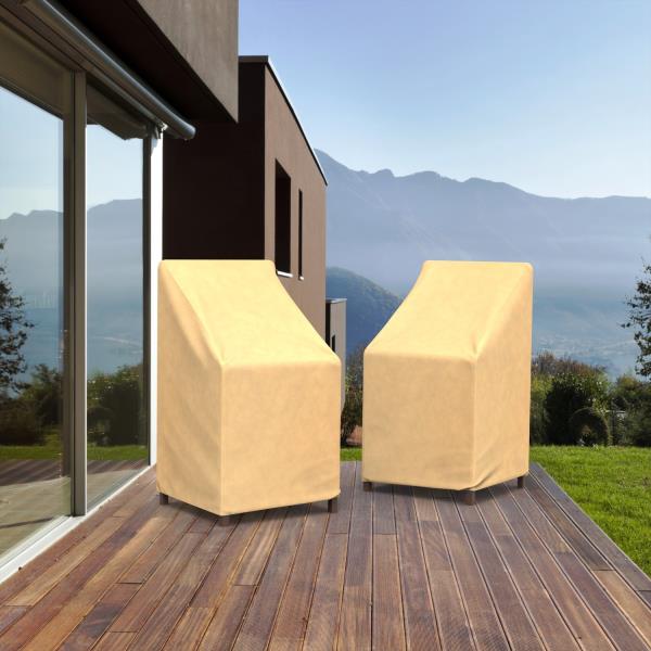 Budge All-Seasons Patio Stack of Chairs Cover / Barstool Cover (Tan)