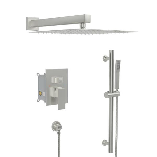 Ceiling Mount Rain Shower System, Handheld Shower Head in Brushed Nickel