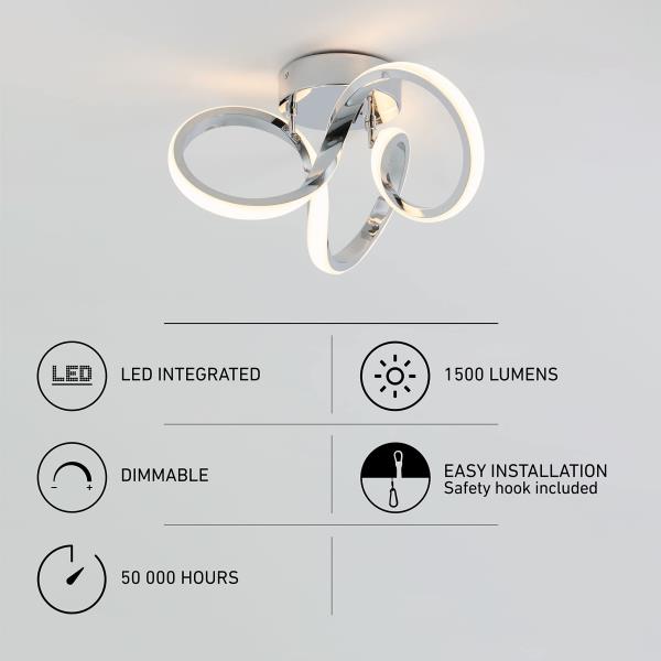 Artika Swirl Flush Mount Light Fixture, Chrome