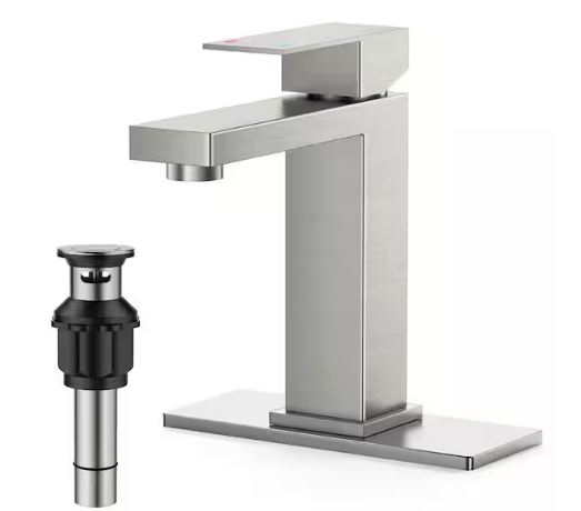 Single Handle Single Hole Mic Arc Bathroom Faucet, Brushed Nickel