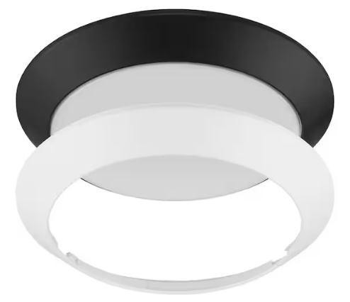 11.5 in. Twist Lift Round LED Flush Mount with Night Light and Extra Black Trim 1800 Lumens Adjustable CCT
