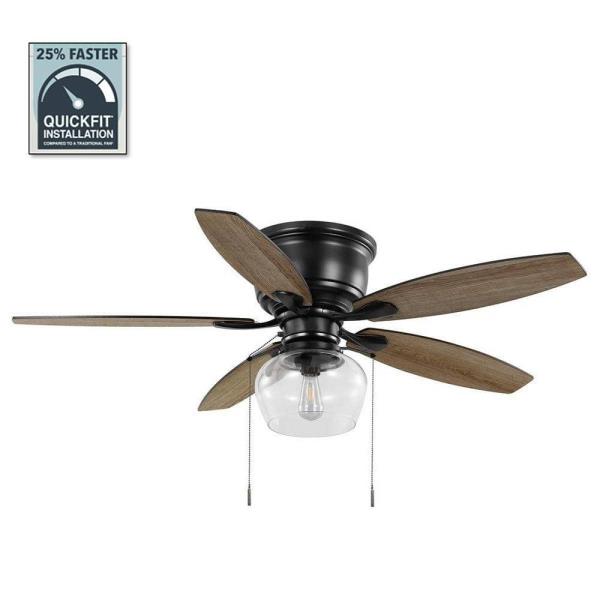Stoneridge 52 in. Indoor/Outdoor LED Matte Black Hugger Ceiling Fan with Light Kit Included