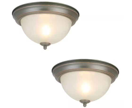 11 in. 1-Light Oil Rubbed Bronze Flush Mount Ceiling Light (2-Pack)