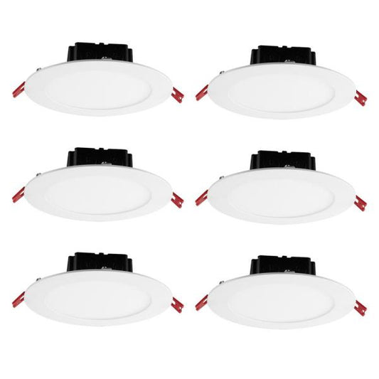 Integrated LED 6 in Round  Canless Recessed Light for Kitchen Bathroom Livingroom, White Soft White 6-Pack