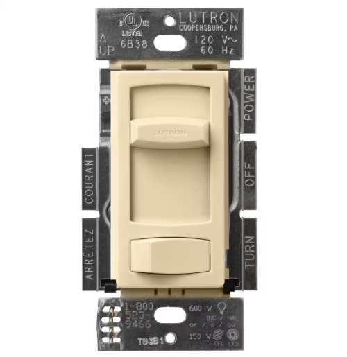Skylark Contour LED+ Dimmer Switch for LED and Incandescent Bulbs, 150-Watt/Single-Pole or 3-Way, Ivory (CTCL-153PDH-IV)