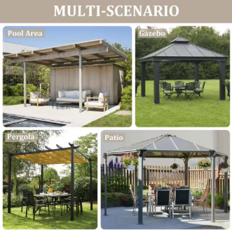 12 ft. x 20 ft. Universal Gazebo Curtain Replacement (4-Piece Set)