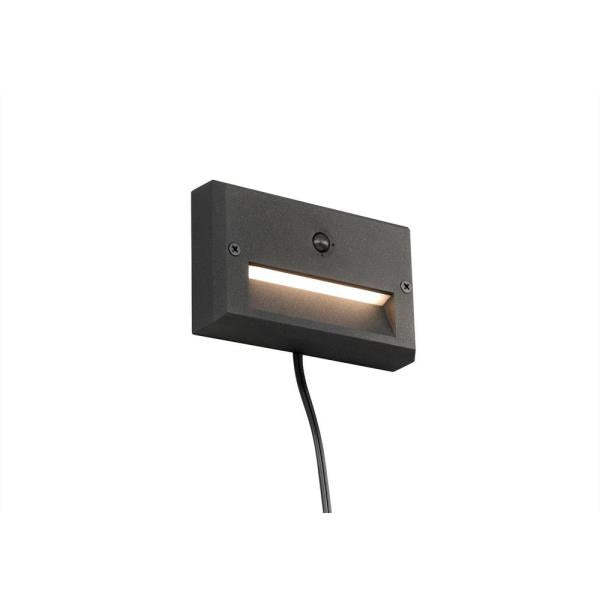 78 Lumen Low Voltage  Hardwired Black Motion Sensing Integrated LED Outdoor Stair Light with Frosted Acrylic Lens