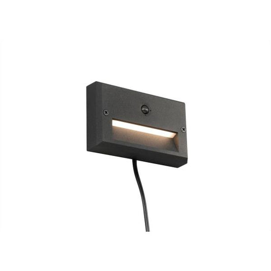 78 Lumen Low Voltage  Hardwired Black Motion Sensing Integrated LED Outdoor Stair Light with Frosted Acrylic Lens