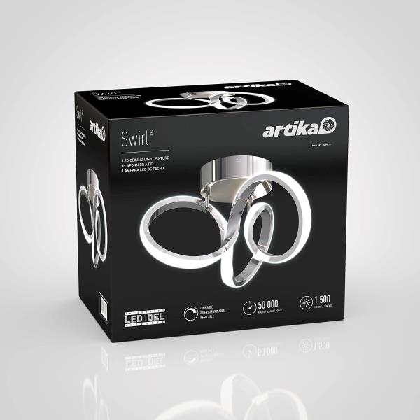 Artika Swirl Flush Mount Light Fixture, Chrome