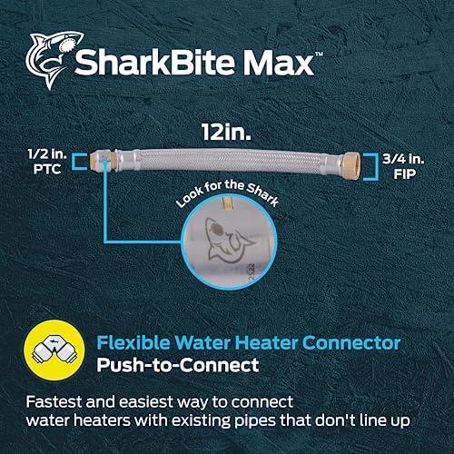 Max 1/2 in. Push-to-Connect X 3/4 in. FIP X 12 in. Braided Stainless Steel Water Heater Connector