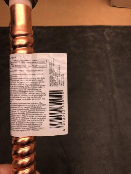 NEW ~Everbilt ~15 in. Copper 3/4 in. FIP X 3/4 in. FIP Water Supply Line