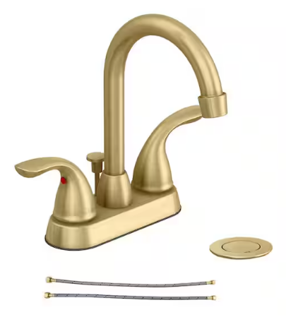 Alima 4 in. Centerset 2-Handle High-Arc Bathroom Faucet in Matte Gold