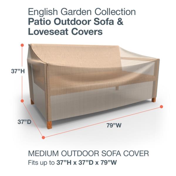 Budge P3W02PM1 English Garden Patio Sofa Cover Heavy Duty and Waterproof, Medium, Tan Tweed