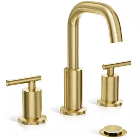 8 in. Wide Spread 2-Handle Bathroom Faucet, Brushed Gold