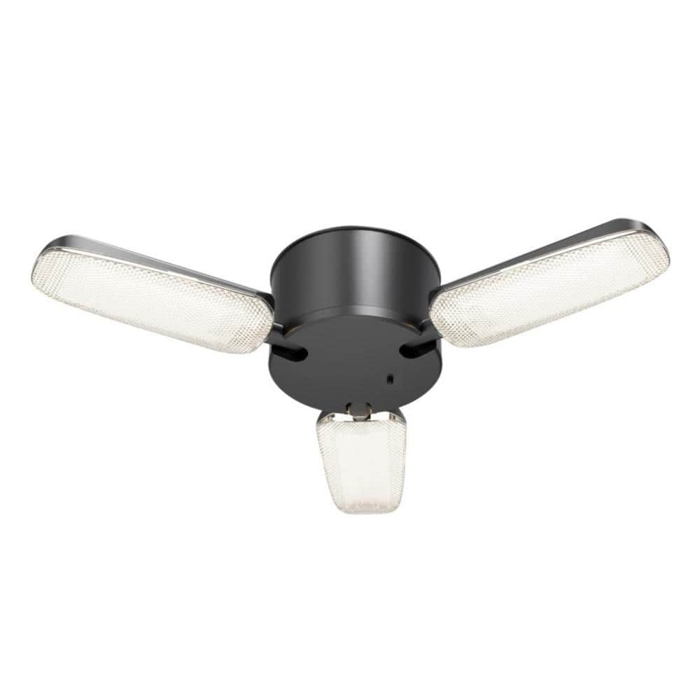 1.25 Ft. 3-Head 8000 Lumens 500- Watt Equivalent Black Integrated LED Convertible Utility Shop Light with Remote