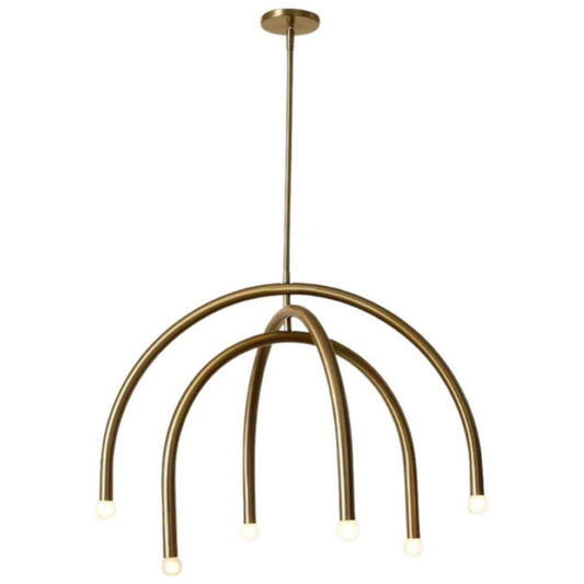 24 in. 6-Light Gold Arc Hanging Pendant Light Fixture