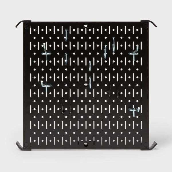 16" Square Metal Pegboard - Brightroom™: Wall & Garage Storage Organizer, Carbon Steel, Black, 100 Lb Capacity