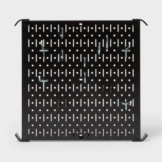 16" Square Metal Pegboard - Brightroom™: Wall & Garage Storage Organizer, Carbon Steel, Black, 100 Lb Capacity