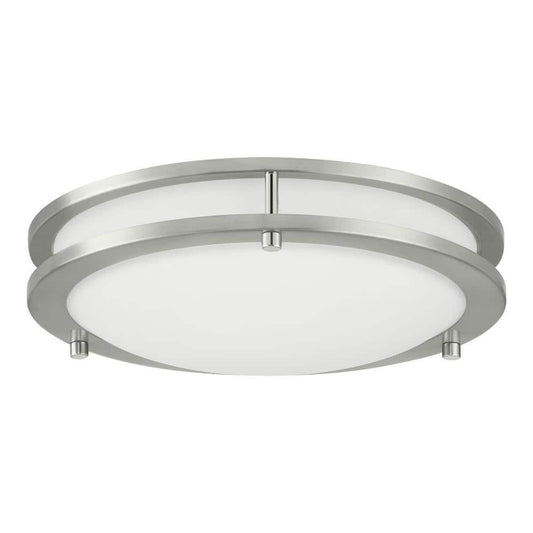 (2-pack) Flaxmere 12 in. Modern Brushed Nickel 3 CCT Integrated LED Flush Mount for Kitchens or Bedrooms