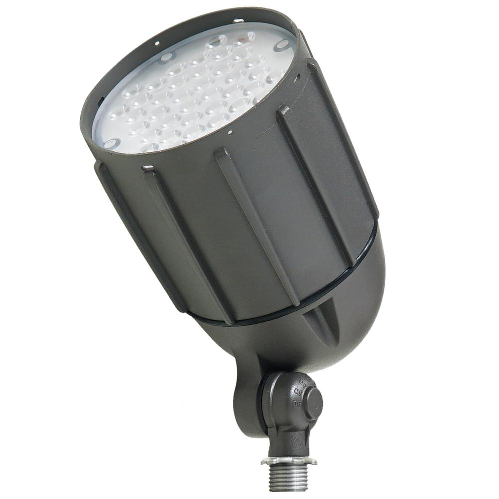 30W Line Voltage Bronze Integrated Outdoor LED Bullet Flood Light and Adjustable Mounting Bracket for Landscape Lighting