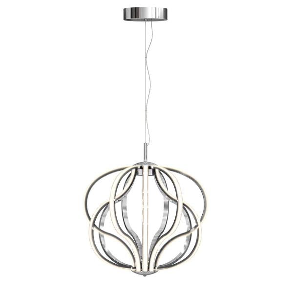 Meridian 30-Watt 1 Light Chrome Modern Integrated LED Pendant Light Fixture for Dining Room or Kitchen