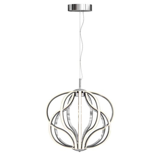 Meridian 30-Watt 1 Light Chrome Modern Integrated LED Pendant Light Fixture for Dining Room or Kitchen