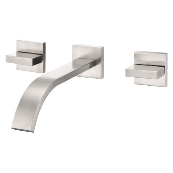 Brushed Nickel Bathroom Faucet Wall Mount Lavatory Faucet with Rough in Valve