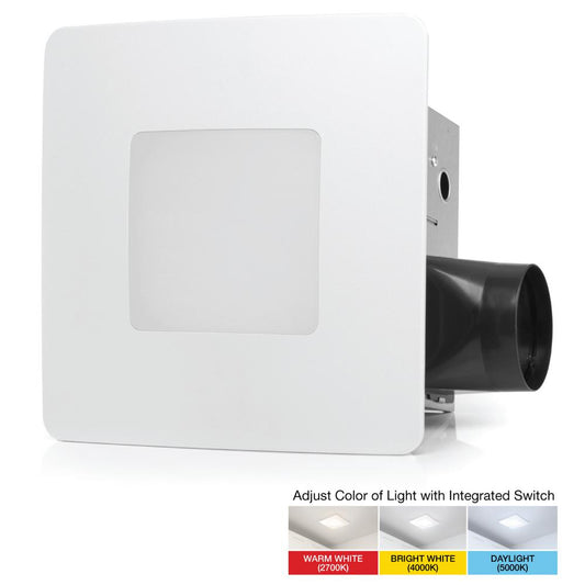 110 CFM Ceiling/Wall Mount Easy Roomside Installation Bathroom/Bath Exhaust Fan W/ Adjustable LED Lighting, ENERGY STAR