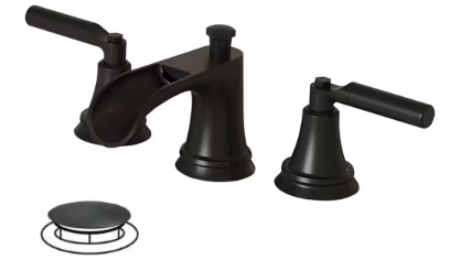 8 in. Widespread Double-Handle 3-Hole Waterfall Bathroom Faucet in Matte Black