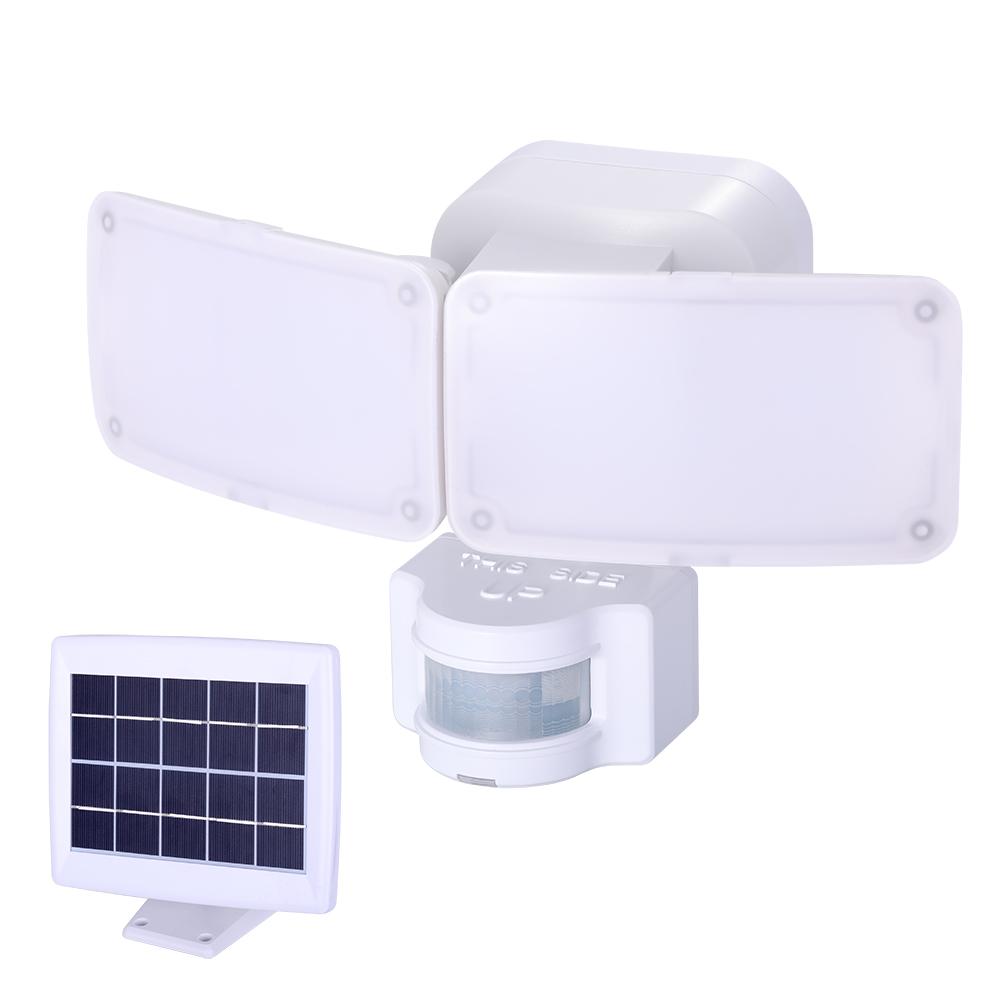 1000 Lumens 180° White Solar Powered Motion Activated Outdoor Integrated LED Flood Light